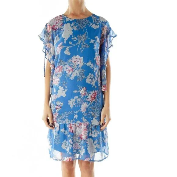 ASOS Blue Floral Print Day Dress - Picture 1 of 3